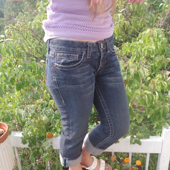 Capris Wide Cuff Bottom Ladies Jeans By Bebe - Picture 2 of 5